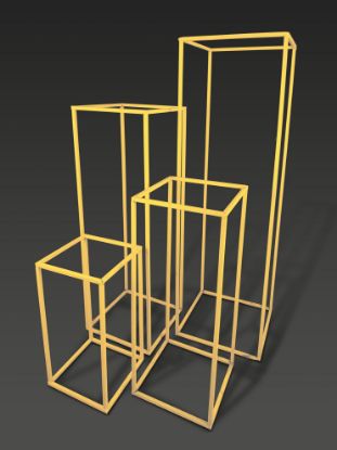 Picture of BJ1569 GD - Set of 4 Gold Wedding Wire Metal Column Pillar - Geometric Centerpiece