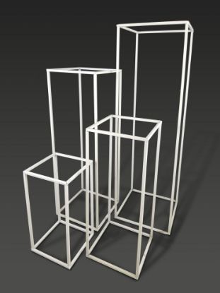 Picture of BJ1569  WT - Set of 4 White Wedding Wire Metal Column Pillar - Geometric Centerpiece