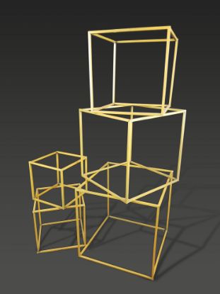 Picture of BJ1550 GD - Set of 5 Gold Wedding Wire Metal Column Cube - Geometric Centerpiece