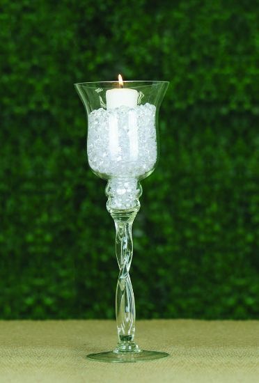 Picture of 12" Hurricane Long Stem Glass Vase Candle Holder