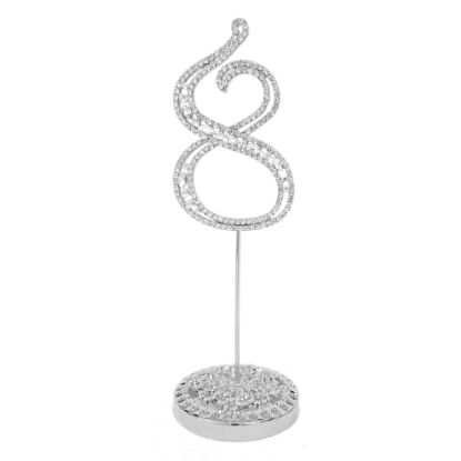 Picture of Number 8 Silver Rhinestone Crystal Metal Cake Topper  3-3/4-Inch