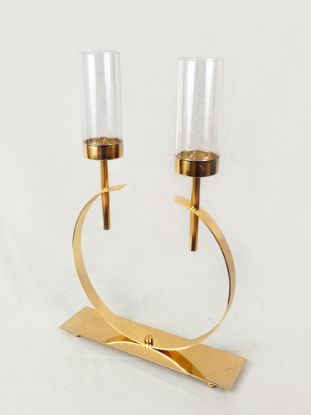 Picture of HT8002 - Gold Hooped Candle Holder Centerpiece 24"