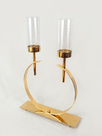 Picture of HT8002 - Gold Hooped Candle Holder Centerpiece 24"