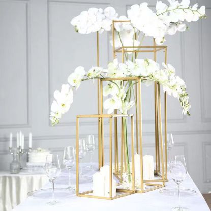 Picture of JT-201905-GD - Set of 4 Gold Wedding Wire Metal Column Pillar