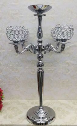 Picture of 8593-7S 5 Head Crystal Candle Holder SILVER