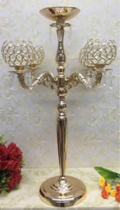 Picture of 8593-7GD 5 Head Crystal Candle Holder GOLD