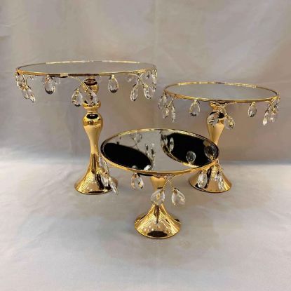 Picture of Luxurious Gold Crystal Cake Stands (Set of 3)